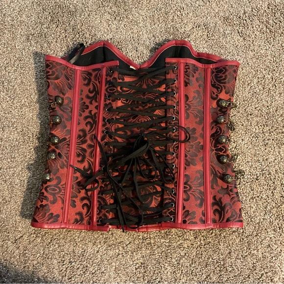 Steampunk Cosplay Lace Up Corset Bustier Top L Chains - Picture 5 of 12